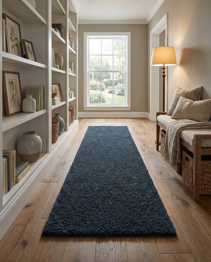 Detail image of 2' 7 x 14' Solid Shag Runner Rug