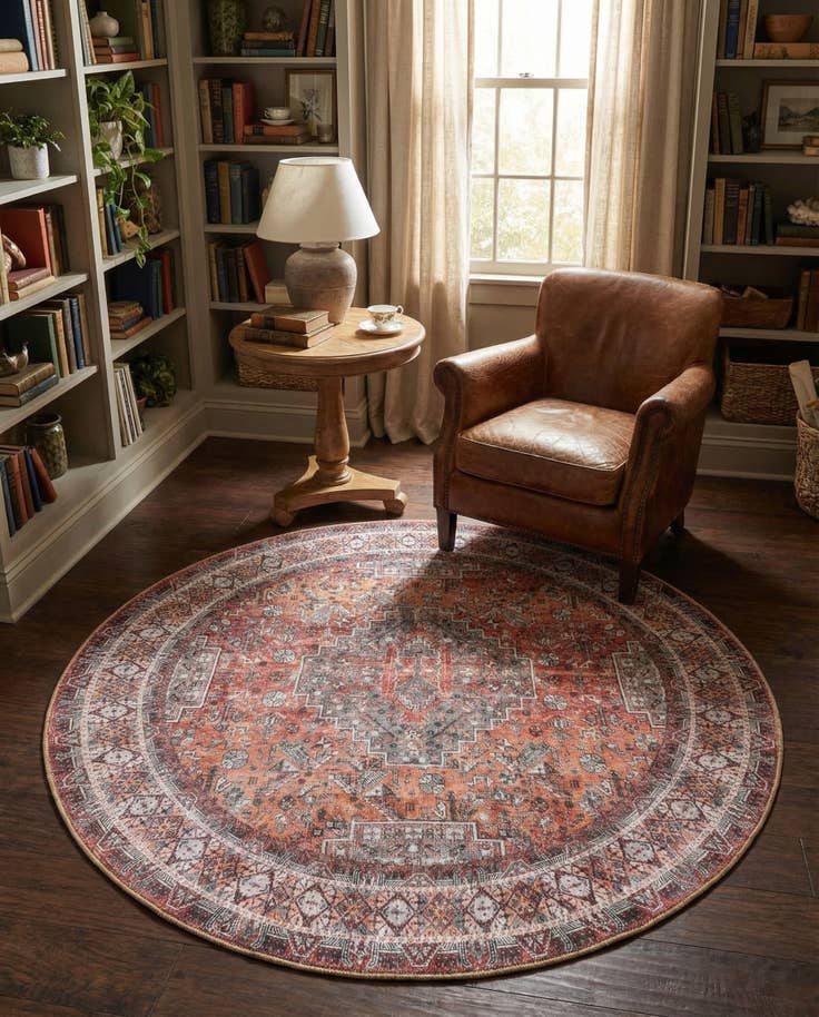 Detail image of 5' 1 x 5' 1 Washable Timeless Round Rug