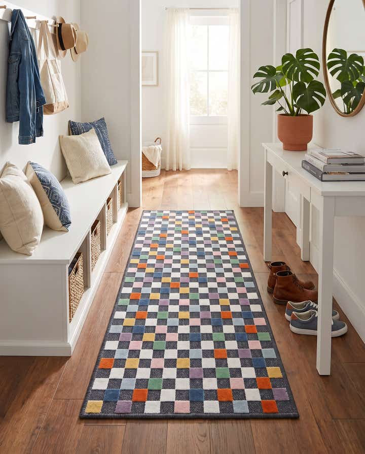 65cm x 185cm Fácil de limpiar Checkered Alfombra Comprar todos los estilos Pasillera