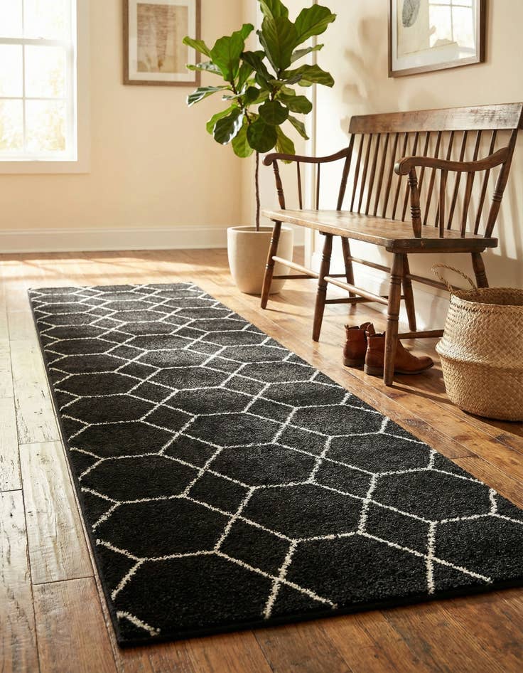 Detail image of 2' x 9' Lattice Frieze Runner Rug