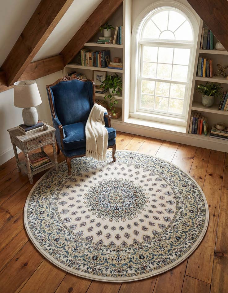 Detail image of 5' 3 x 5' 3 Nain Design Round Rug