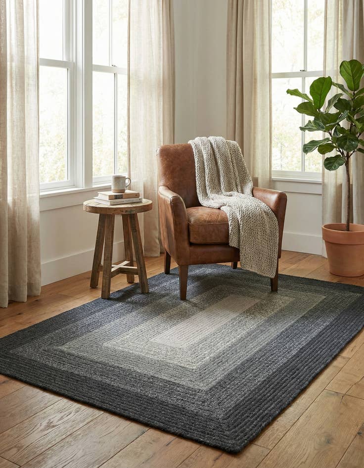 Detail image of 4' 1 x 6' 1 Handmade Hand Braided Wool Rug