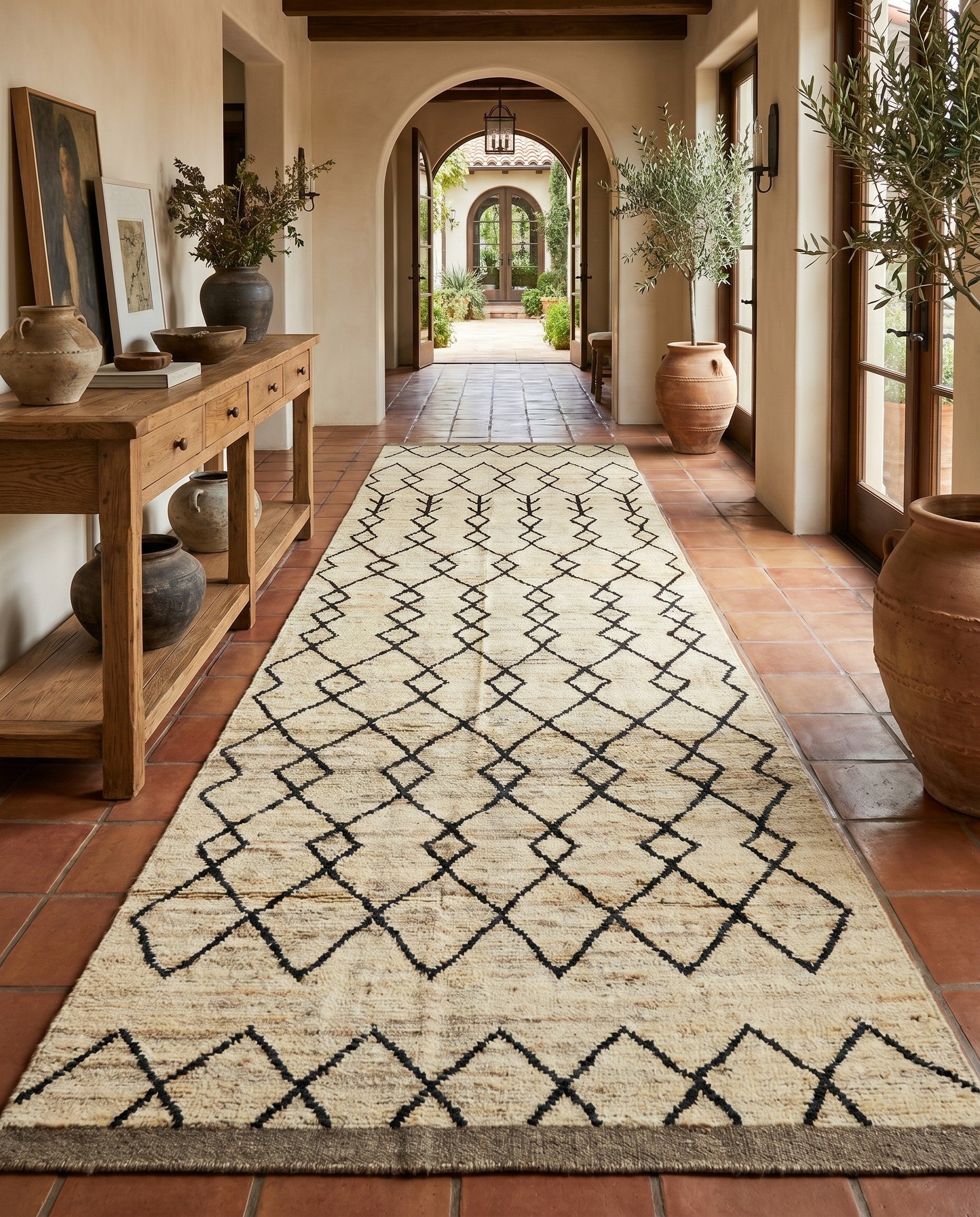 4' 4 x 15' Hand Knotted Moroccan Wool Runner Rug