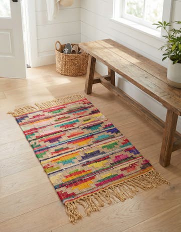 2' x 3' 1 Hand Woven Chindi Trellis Rug