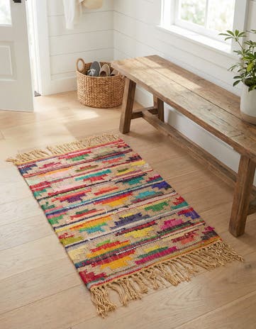 2' x 3' 1 Hand Woven Chindi Trellis Rug