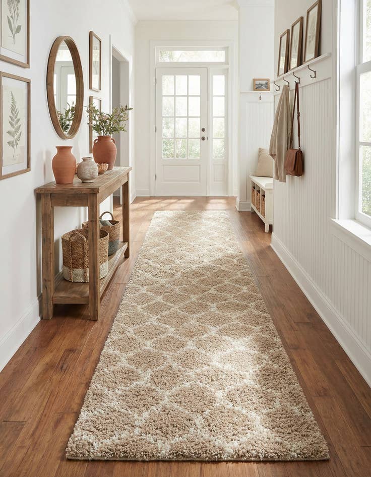 Detail image of 2' 7 x 12' Trellis Shag Runner Rug