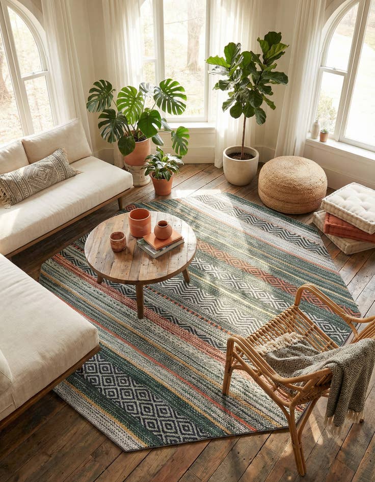 Detail image of 7' 10 x 7' 10  Washable Yara Octagon Rug