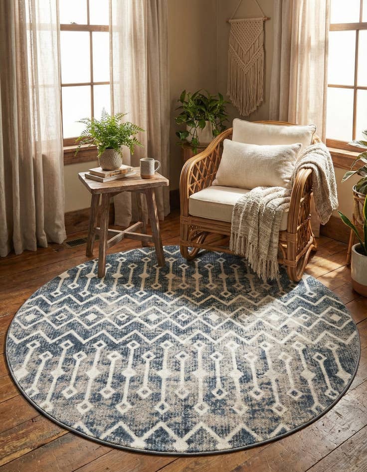 Detail image of 5' 3 x 5' 3 Bohemian Trellis Round Rug