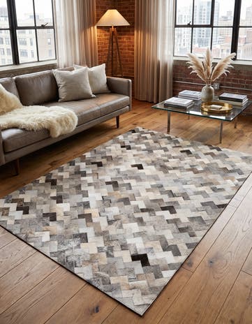 4' 7 x 6' 7 Cowhide Stocks Rug