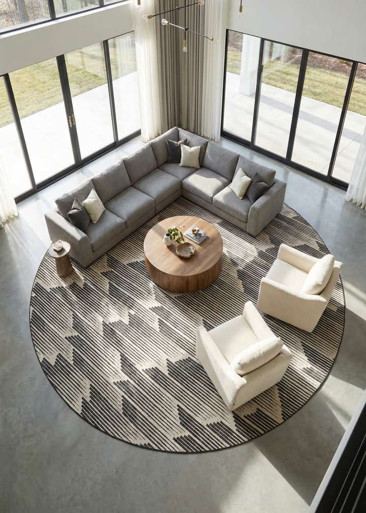 13' x 13' Easy-Clean Modern Indoor / Outdoor Round Rug