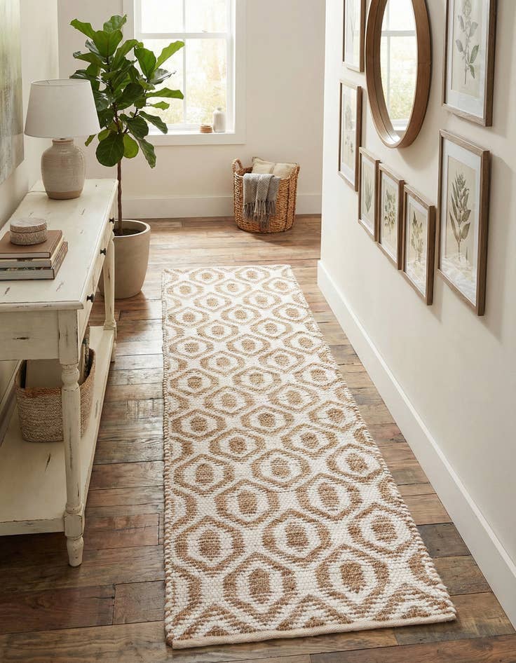 Detail image of 2' 7 x 10' Hand Woven Chindi Jute Runner Rug