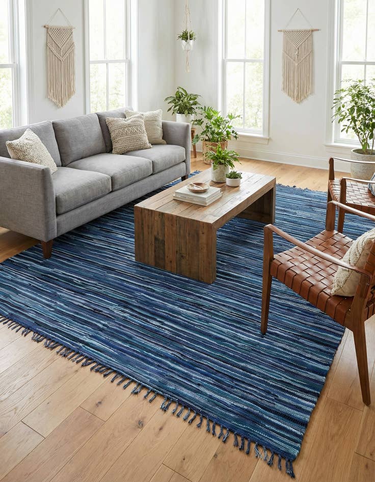 Detail image of 8' x 10' Hand Woven Chindi Cotton Rug