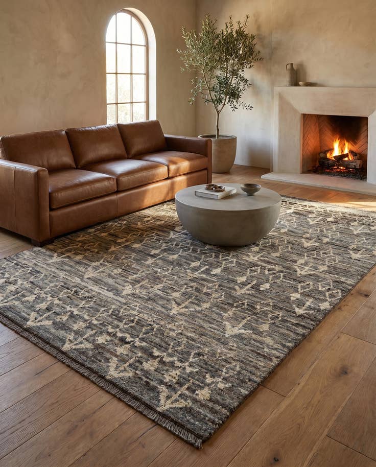 Detail image of 6' 8 x 9' 9 Hand Knotted Moroccan Wool Rug