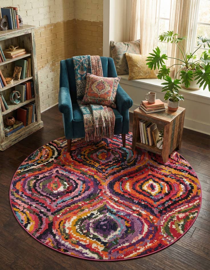 Detail image of 6' x 6' Washable Hyacinth Round Rug