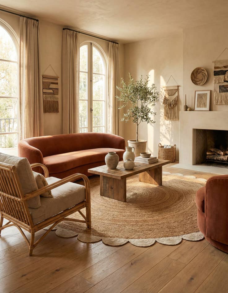 Detail image of 8' x 8'  Hand Scallop Braided Jute Round Rug