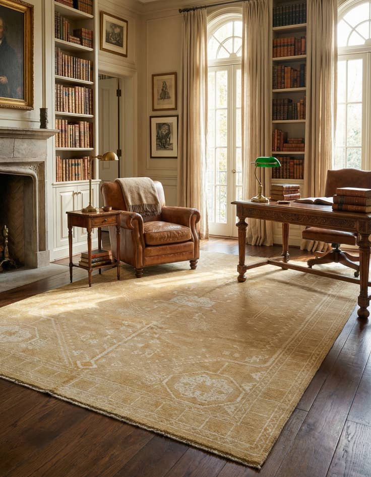 Detail image of 6' 6 x 9' 8 Hand Knotted Oushak Wool Rug