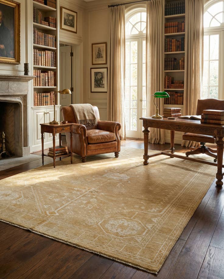 Detail image of 6' 6 x 9' 8 Hand Knotted Oushak Wool Rug