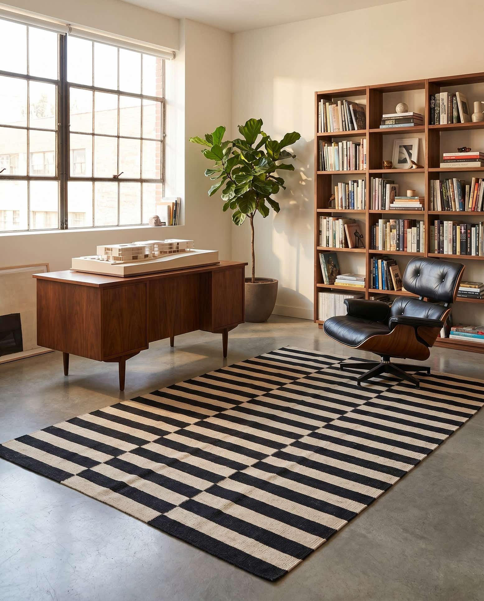 4' 3 x 5' 9 Hand Woven Kilim Modern Wool Rug