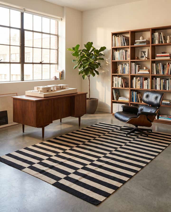 4' 3 x 5' 9 Hand Woven Kilim Modern Wool Rug