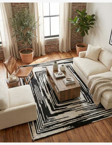 Black and White Handmade Braided Chindi Rug