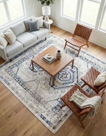 Gray Blue Charlotte Square Rug