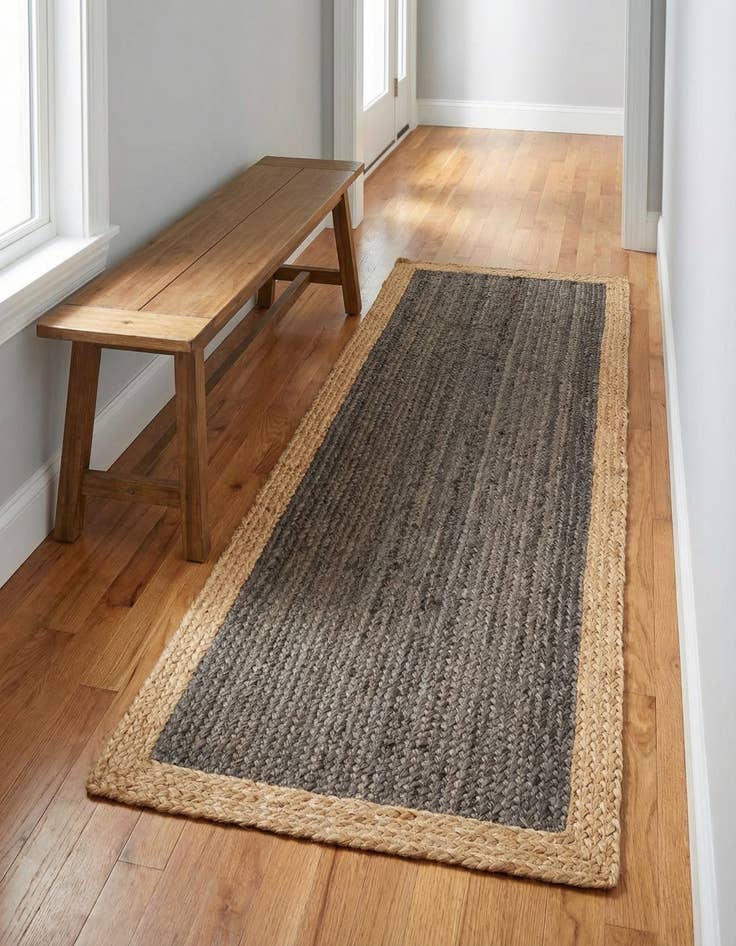 Detail image of  2' x 6' 1  Hand Braided Jute Runner Rug
