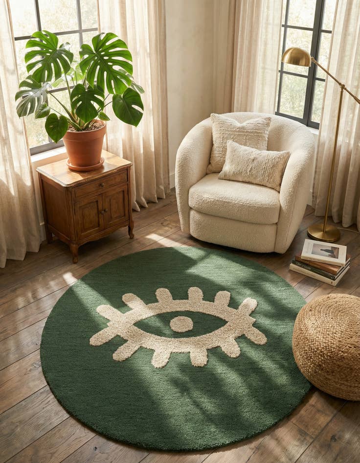 Detail image of 4' 1 x 4' 1 Handtufted Wool Round Rug