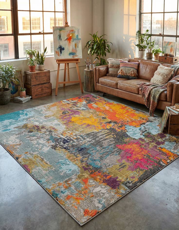 Detail image of  7' 10 x 7' 10  Washable Vivid Square Rug