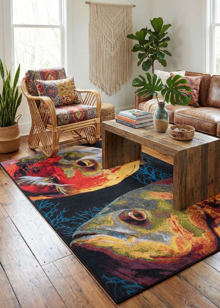 5' 3 x 8' Easy-Clean Coastal Indoor / Outdoor Rug