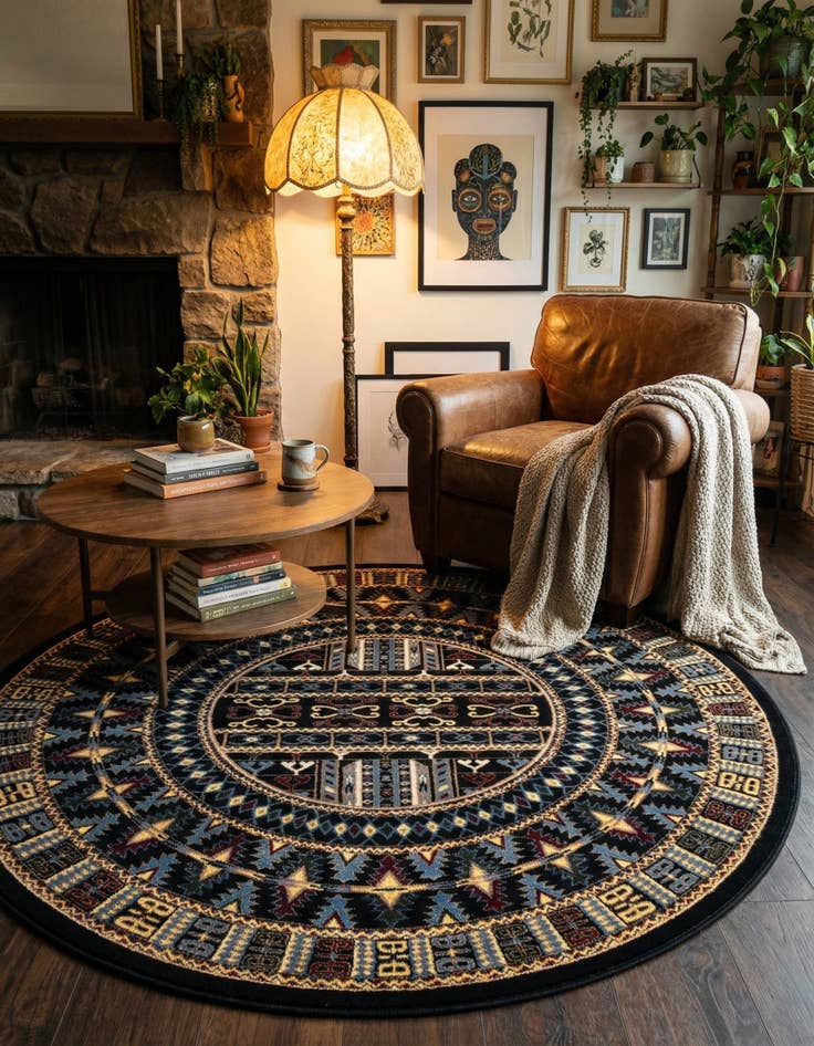 Detail image of 6' x 6' Bokhara Round Rug