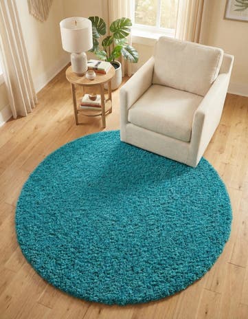 4' x 4' Solid Shag Round Rug