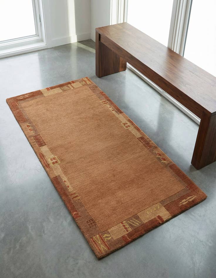 Detail image of 2' 4 x 4' 7 Hand Knotted Nepal Wool Runner Rug