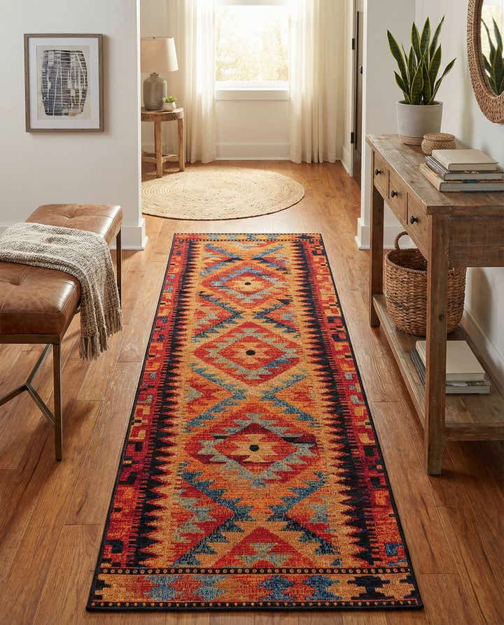 2' x 6' Easy-Clean Tribal Indoor / Outdoor Runner Rug