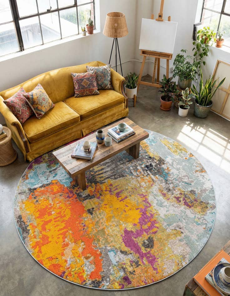 Detail image of 7' x 7' Washable Vivid Round Rug