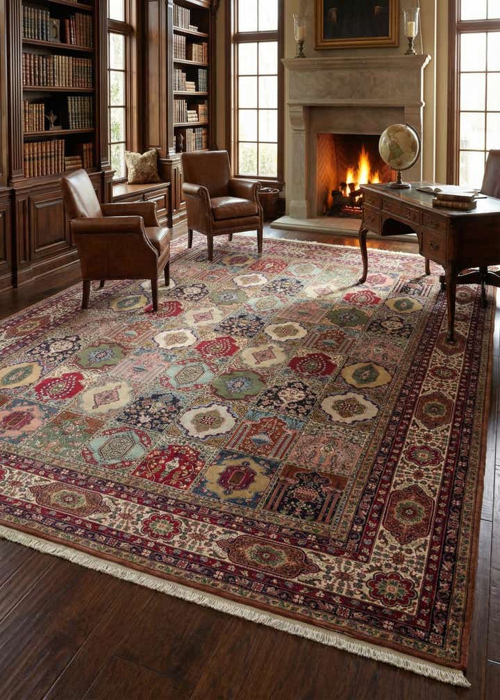 11' 6 x 13' 5 Hand Knotted Kashmir Wool Square Rug