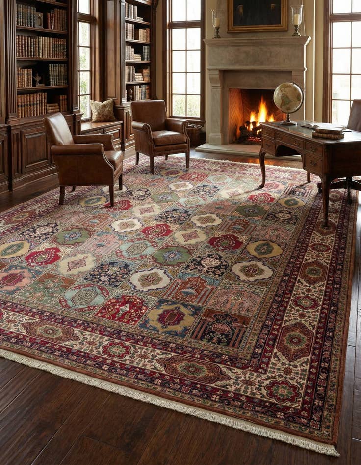 Detail image of 11' 6 x 13' 5 Hand Knotted Kashmir Wool Square Rug