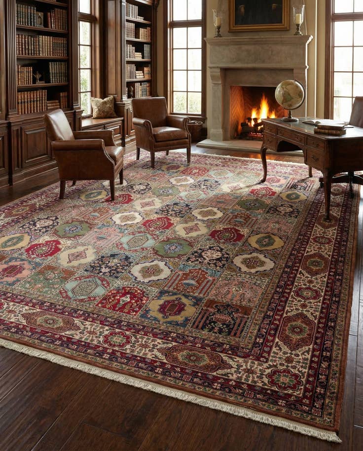Detail image of 11' 6 x 13' 5 Hand Knotted Kashmir Wool Square Rug