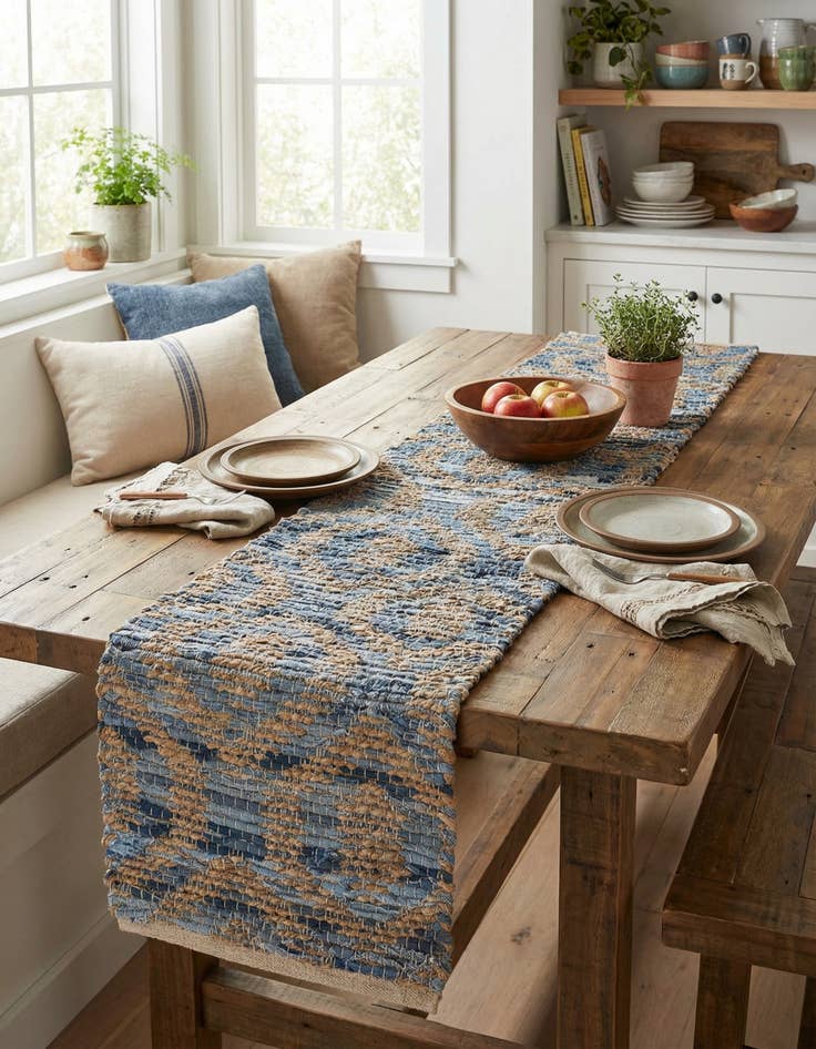 Detail image of 1' 2 x 5' Chindi Jute Table Runner Rug