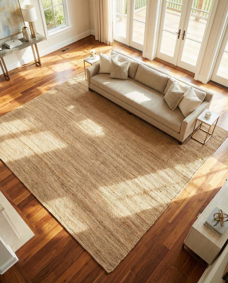 Detail image of 10' x 10' Hand Woven Chunky Jute Square Rug