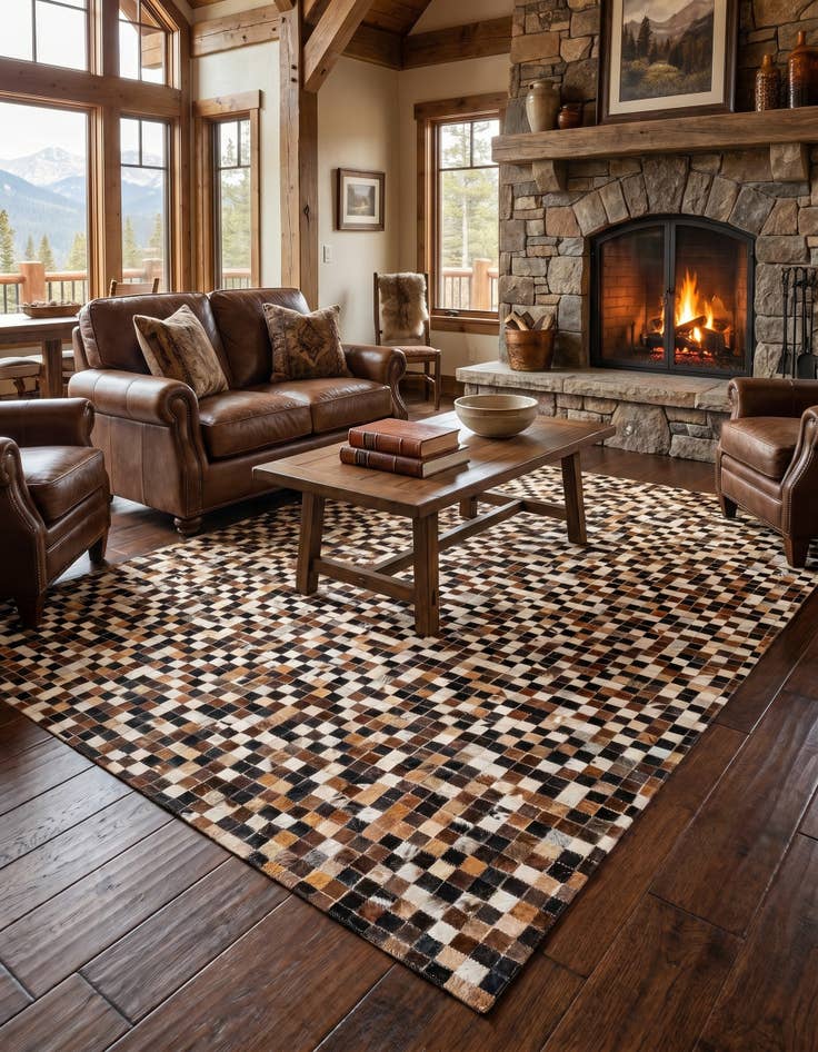 Detail image of 5' 3 x 7' 8 Cowhide Stocks Rug