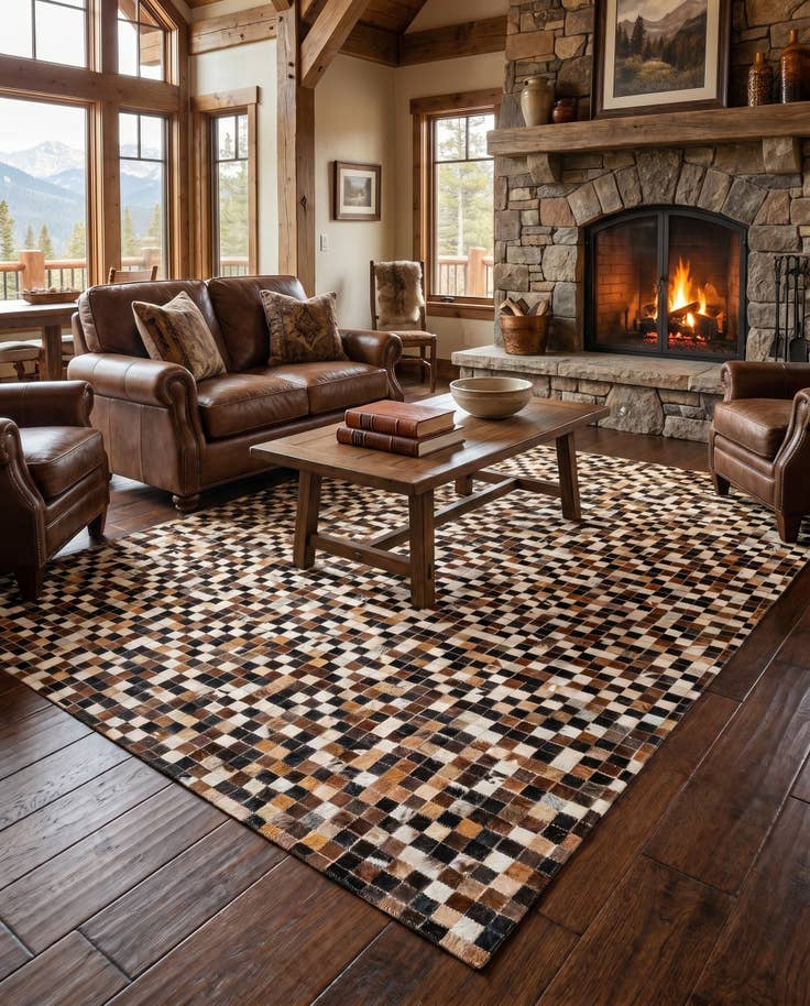 Detail image of 5' 3 x 7' 8 Cowhide Stocks Rug