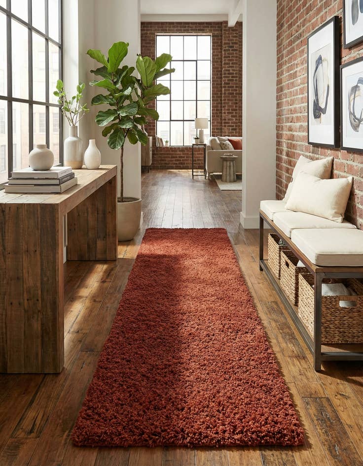 Detail image of 2' x 8' Solid Shag Runner Rug