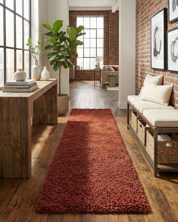 2' x 8' Solid Shag Runner Rug