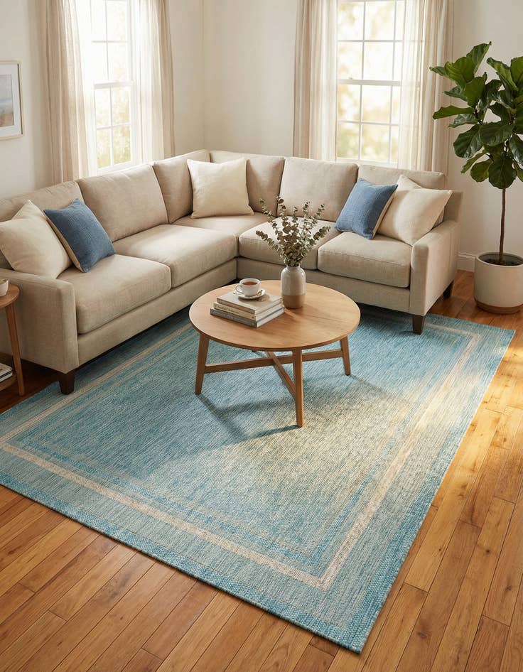 Detail image of 7' x 10' Washable Border Indoor / Outdoor Rug