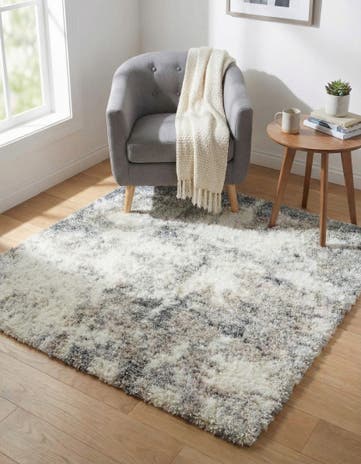 Pebble Gray Soft Touch Shag Square Rug