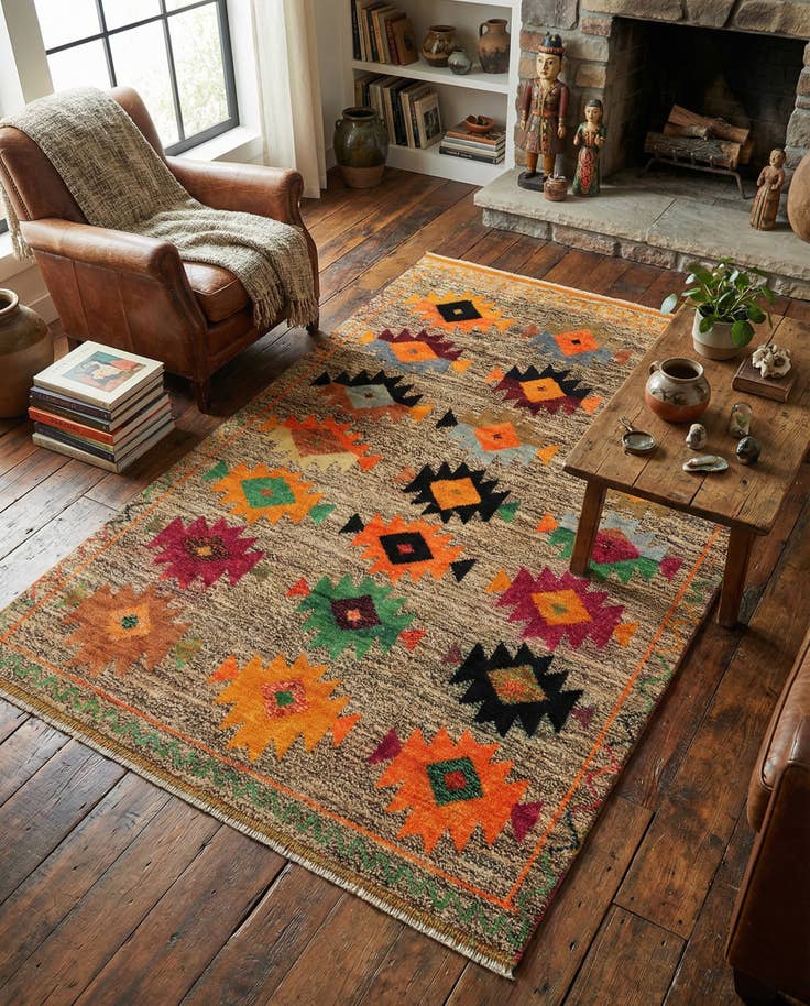 Detail image of 4' 2 x 5' 10 Hand Knotted Balouch Wool Rug