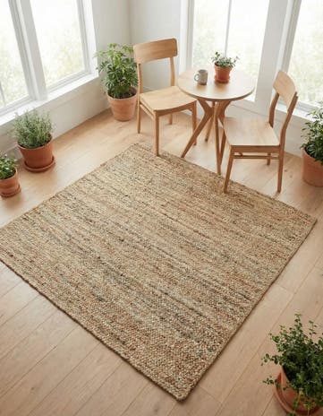 Natural Handmade Braided Jute Square Rug