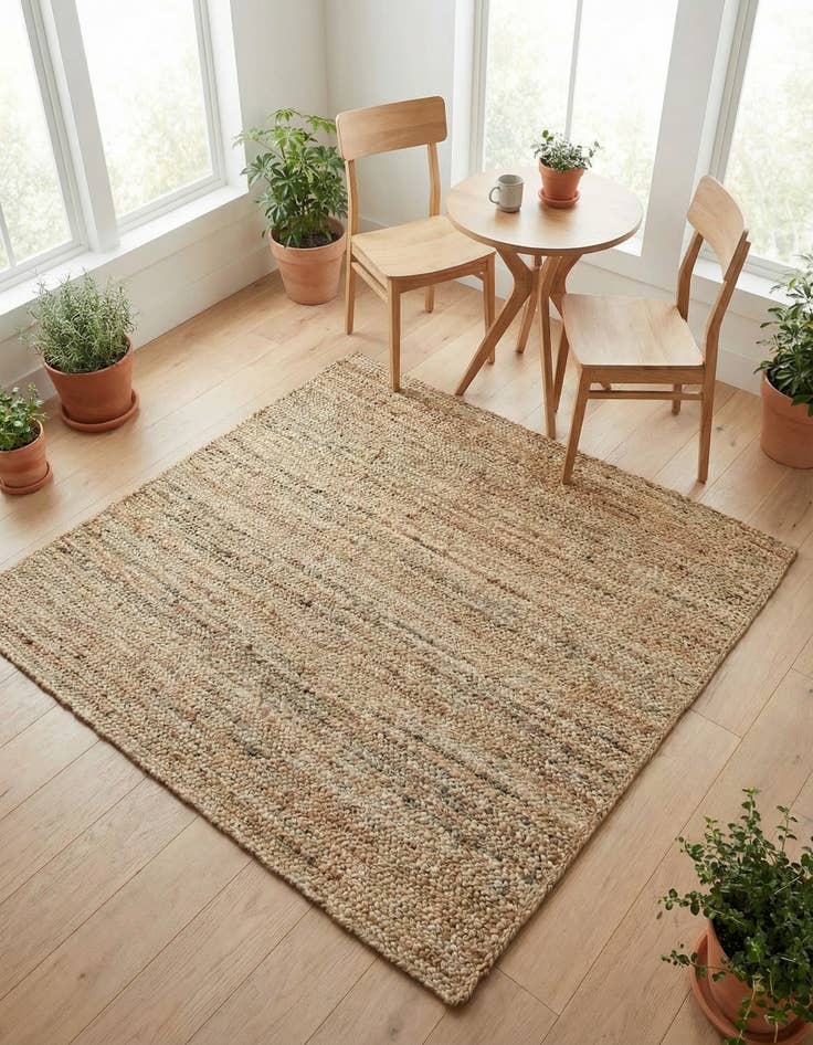 Detail image of 5' 1 x 5' 1  Hand Braided Jute Square Rug