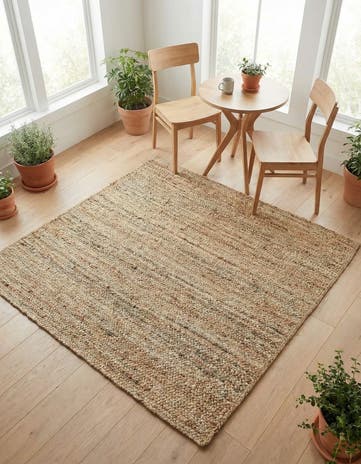 Natural Handmade Braided Jute Square Rug