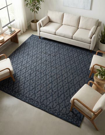 Navy Blue Hand Woven Larsa Jute Square Rug